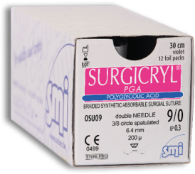 Surgicryl PGA viol. gefl. USP 9/0 30cm, 2xDSP6,4mm/200µm 
